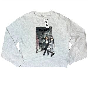 DKNY Heathered Grey Sweat Shirt Pullover City Silver Shopping NWT Women’s Large